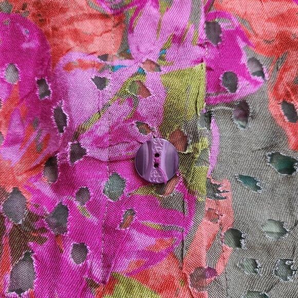 Trisha Tyler Blouse Top Womens Large Petite Floral Button Front Sheet Careerwear - Picture 5 of 6